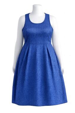 Lane Bryant Cobalt Blue & Black Fit and Flare Skater Dress – Size 26 Plus